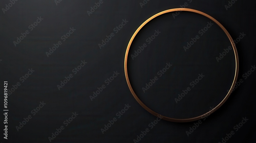 Poster a minimalist image featuring a golden circular ring against a dark background, emphasizing simplicit