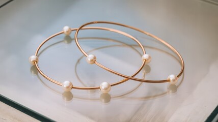 gold bangles with golden pearls jewlery isolated png closeup shot background Isolated Closeup image