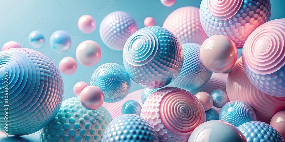 Poster A mesmerizing abstract composition featuring a myriad of pastel-hued spheres, each with a unique textured surface, creating a sense of depth and visual delight.