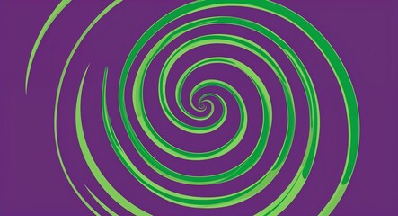 Naklejka premium Green Spiral pattern hand drawn design on Purple background illustration