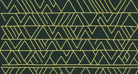Green Triangle pattern hand drawn design on Black background illustration