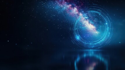 Obraz premium A quiet lakeside scene with a reflection of the Milky Way