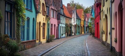 Fototapeta premium Charming Colorful Street in a European Town