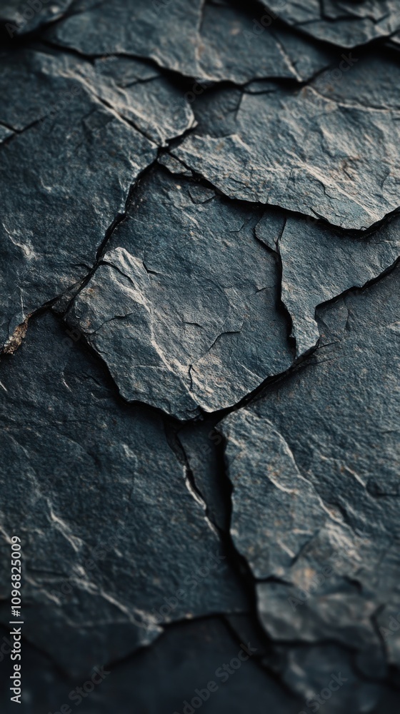 Poster close-up of dark textured slate rocks showcasing natural patterns and layers.