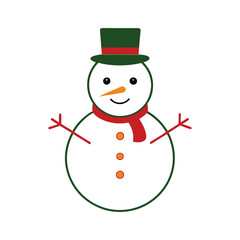Charming Vector Outline of a Snowman with Top Hat and Carrot Nose – Perfect for Holiday Design