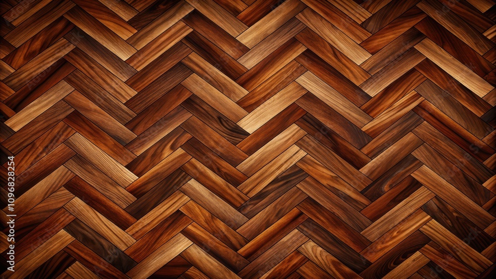 Poster a seamless pattern of interlocking wooden planks in a chevron design, creating a warm and rustic aes