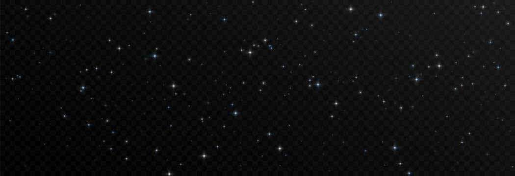 Vector space stars png. Glowing stars on transparent background. Space star background.