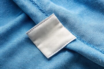 Blank white laundry care clothes label on  texture background generative ai