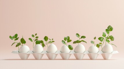 Eggshell Planters with Green Sprouts