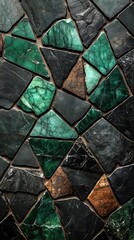 mosaic tile with a combination of emerald green marble and black marble