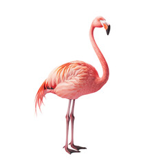 Fototapeta premium Pink Flamingo Standing on White Background