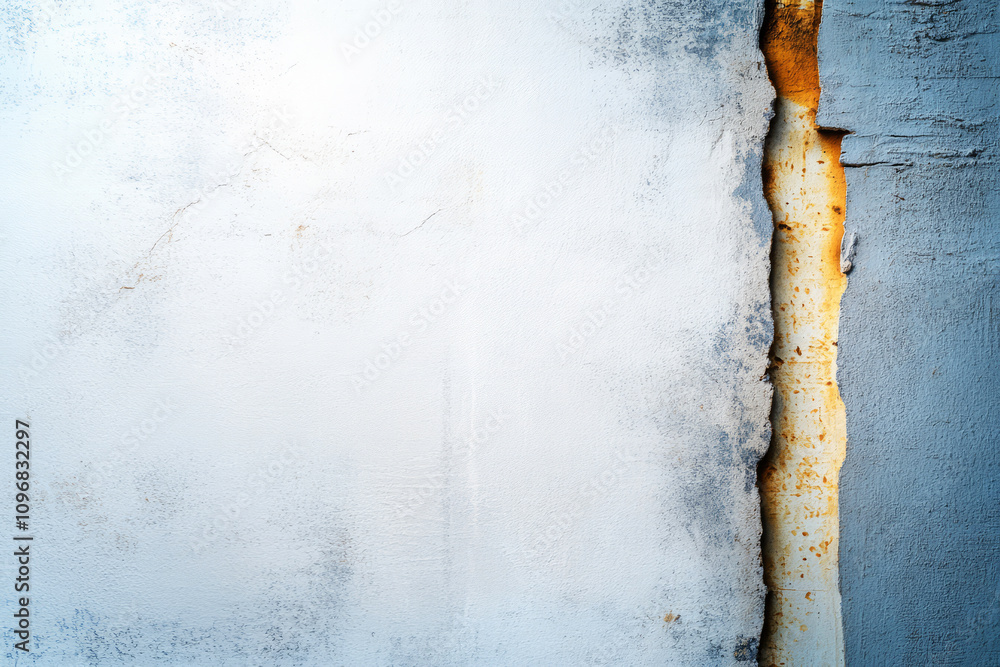 Poster textured wall with rust and peeling paint showcasing unique patterns and colors of decay