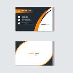 Orange and black color business card for any kind of use. Vector illustration