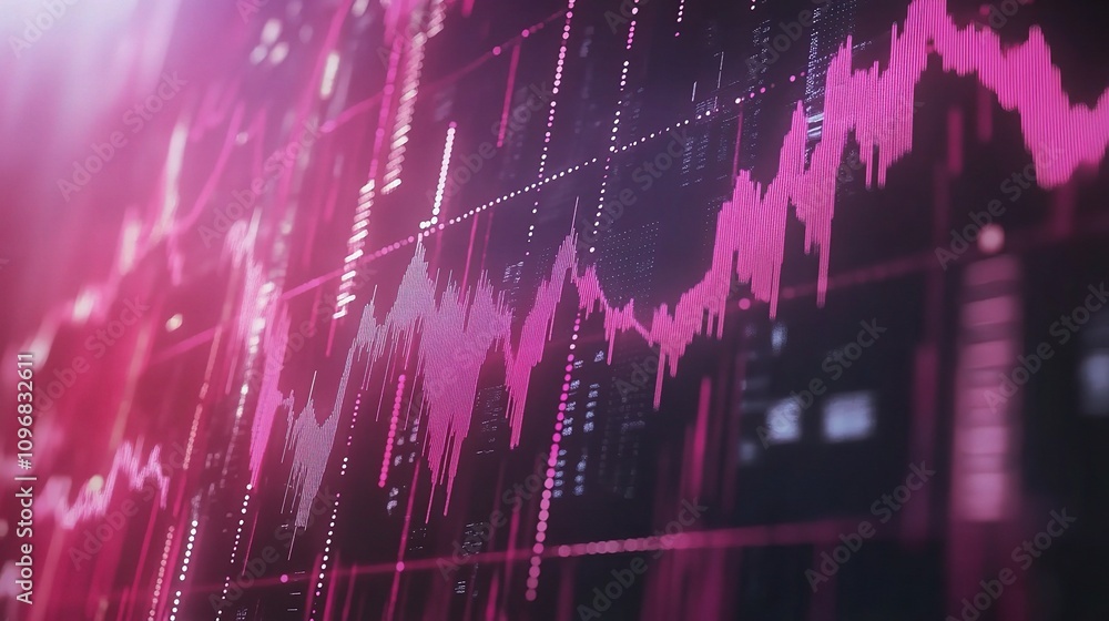 Poster vibrant stock market concept design featuring digits and charts in a dynamic digital environment wit