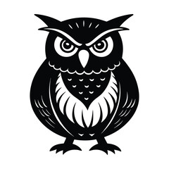 Grumpy Owl Silhouette Whimsical Cartoon Vector Illustration