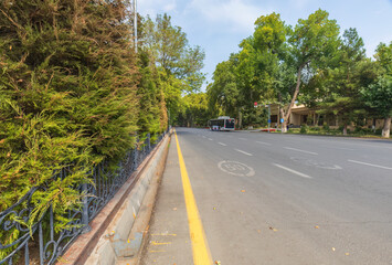 One of the shady alleys in the park in Tashkent