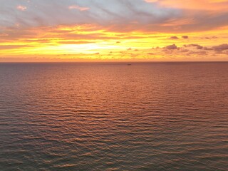 Spectacular sunrise over Miami Beach with the Ocean and Buildings glowing