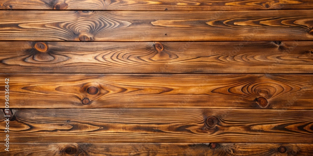 Poster A close-up view of a weathered wood surface, showcasing the intricate grain patterns and knots that add texture and character to the rustic backdrop.