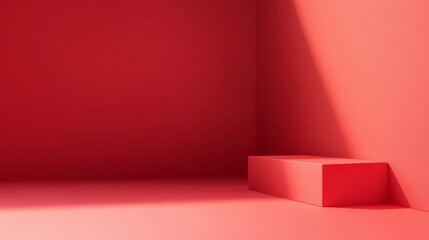 Modern Red Solid Background with Architectural Shadows in Minimalist Room. Perfect for Creative Design Concepts