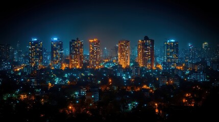 Nightfall Skyline: Mumbai's Glowing Metropolis