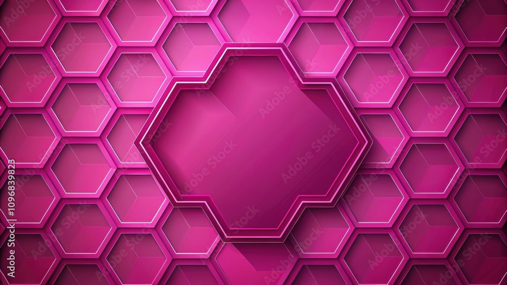 Poster Abstract Geometric Pink Octagon Shape with 3D Hexagonal Pattern