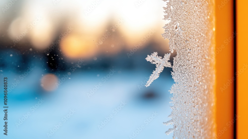 Aufkleber this captivating photo highlights frost formations on the edge of a window, blending with the soft f