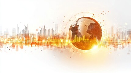 Global Network:  A Digital Representation of Worldwide Connectivity and Data Flow