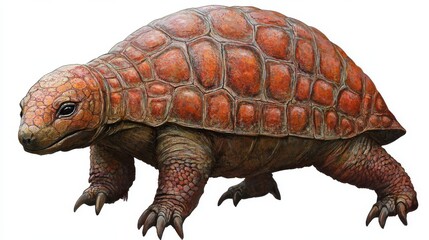 Fototapeta premium Ancient tortoise with textured shell, showcasing unique features