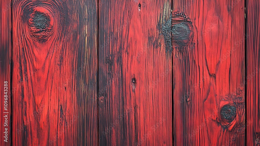 Poster rich red textured wood background with distinctive grain patterns