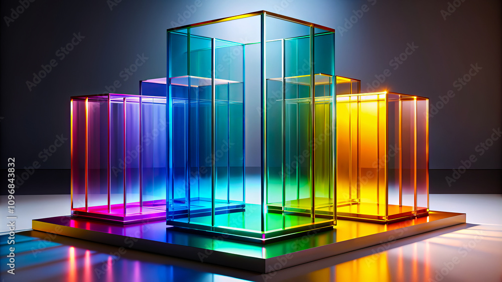 Poster abstract colorful gradient glass background featuring vibrant geometric prismatic patterns