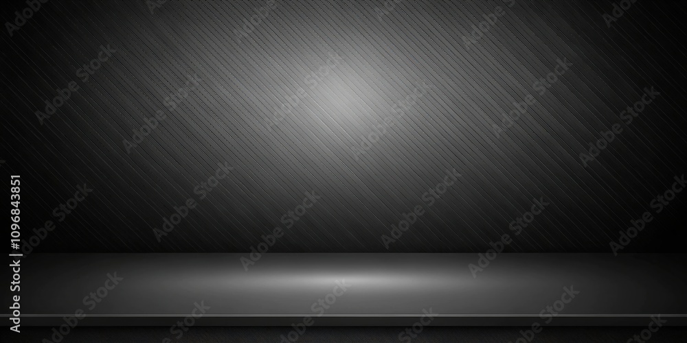 Poster Minimalist Black Background with Subtle Diagonal Stripes and a Sleek Platform