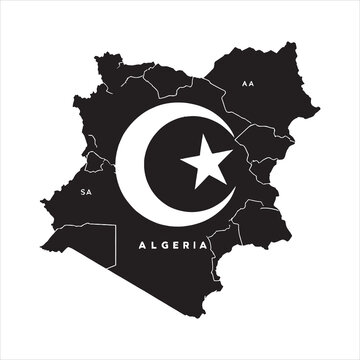 recommend clip art: Algeria Map silhouette on white background
                    