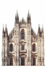 Fototapeta premium Gothic cathedral facade, intricate details, tall spires.
