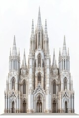 Ornate white Gothic cathedral facade.