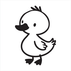 cute duck line art  silhouette on white background
