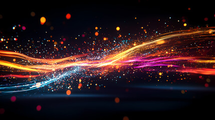 Obraz premium Dynamic colorful sparks create luminous lightning effects in motion. Dynamic Lightning Burst. Illustration