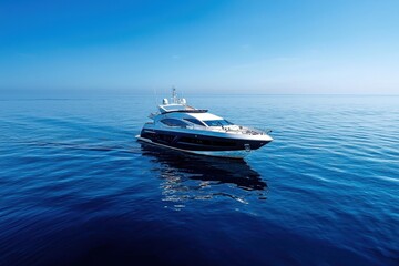 A large boat is sailing on the ocean