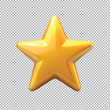 3D star winner rating review icon sign or symbol on transparent background