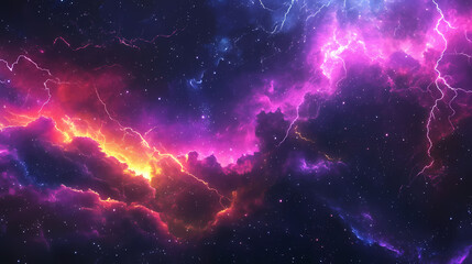 Fototapeta premium Abstract background with colorful rays and stars in a vivid night sky. Dynamic Lightning Burst. Illustration