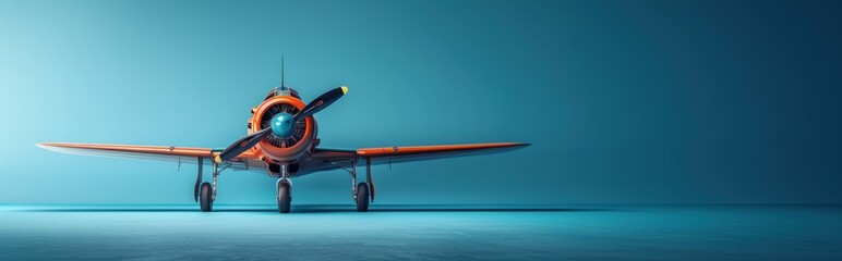 Orange Vintage Airplane on a Blue Background