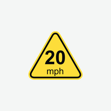 20mph speed limit sign road traffic icon sign flat style design
