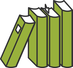 Stylized Book Icons with Green Covers © M-KOS