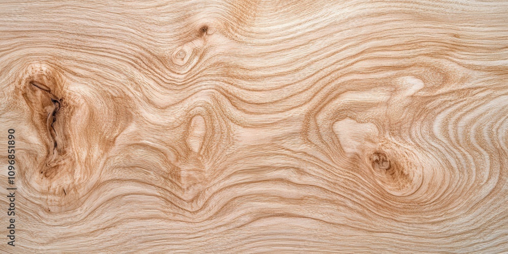 Poster a close-up of a light wooden surface showcasing natural grain patterns and knots, emphasizing its or