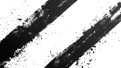 Abstract Grunge Splatter Line Pattern on white and transparent background. Dynamic black paint strokes on a white background, Abstract grunge texture of black paint. A layer for use in design.