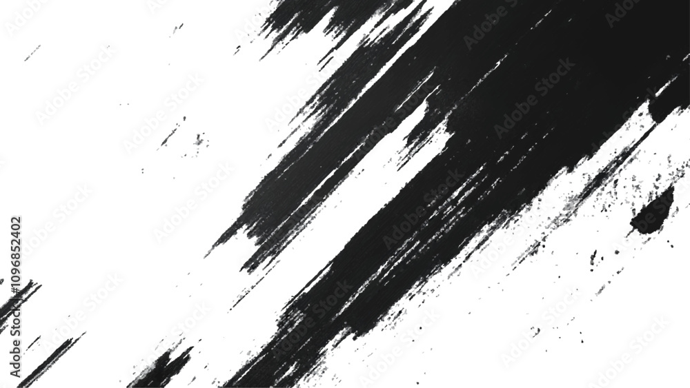 Poster abstract grunge splatter line pattern on white and transparent background. dynamic black paint strok