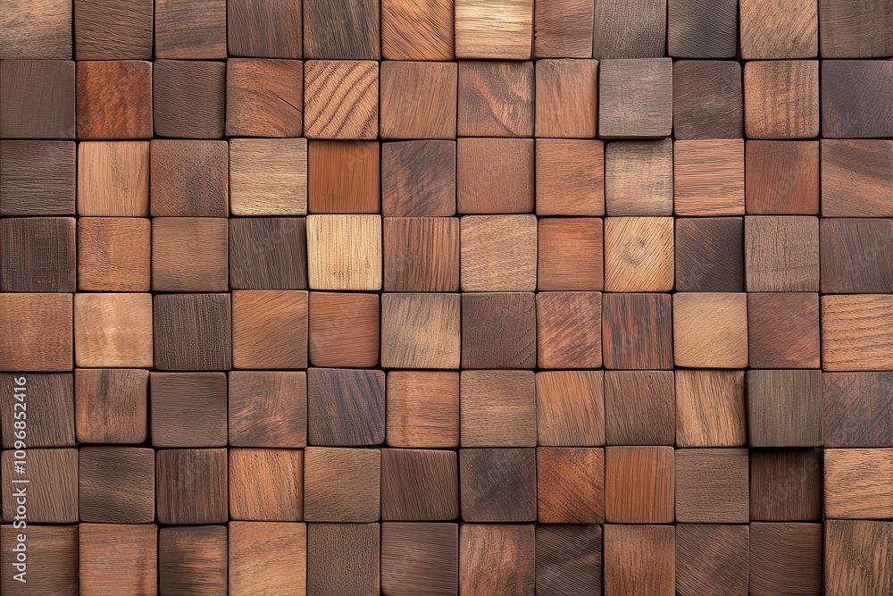Poster a textured arrangement of various wooden blocks, showcasing rich hues and patterns, ideal for design