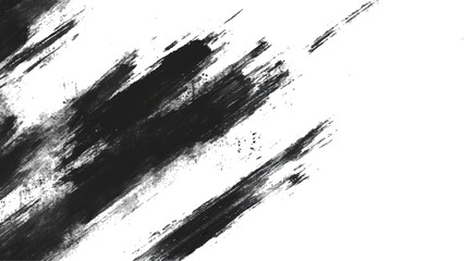 Abstract Grunge Splatter Line Pattern on white and transparent background. Dynamic black paint strokes on a white background, Abstract grunge texture of black paint. A layer for use in design.