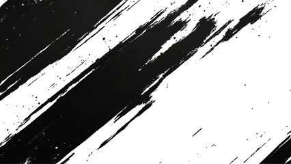 Abstract Grunge Splatter Line Pattern on white and transparent background. Dynamic black paint strokes on a white background, Abstract grunge texture of black paint. A layer for use in design.