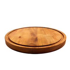 Round wood podium for product display isolated on transparent background