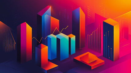 Abstract black background with Colorful charts and graphs with statistics to innovative analyze business potential and forecast future development of companies growth.